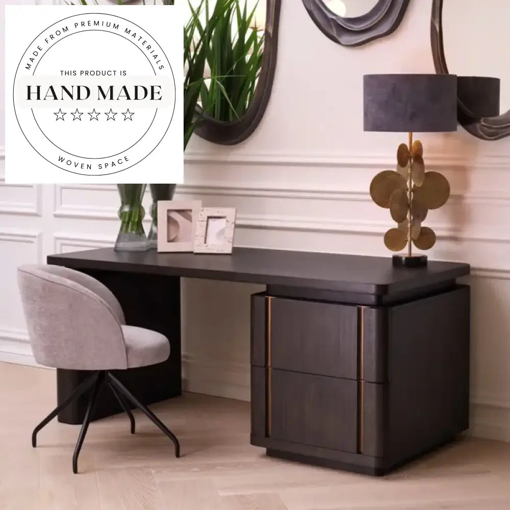 Modern Luxury Solid Wood Black Home Office Writing Desk