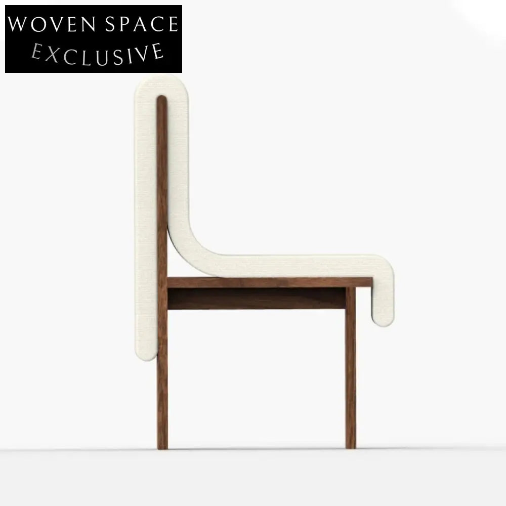 Modern Luxury Solid Wood High-Back Dining Chair, Teddy Fabric