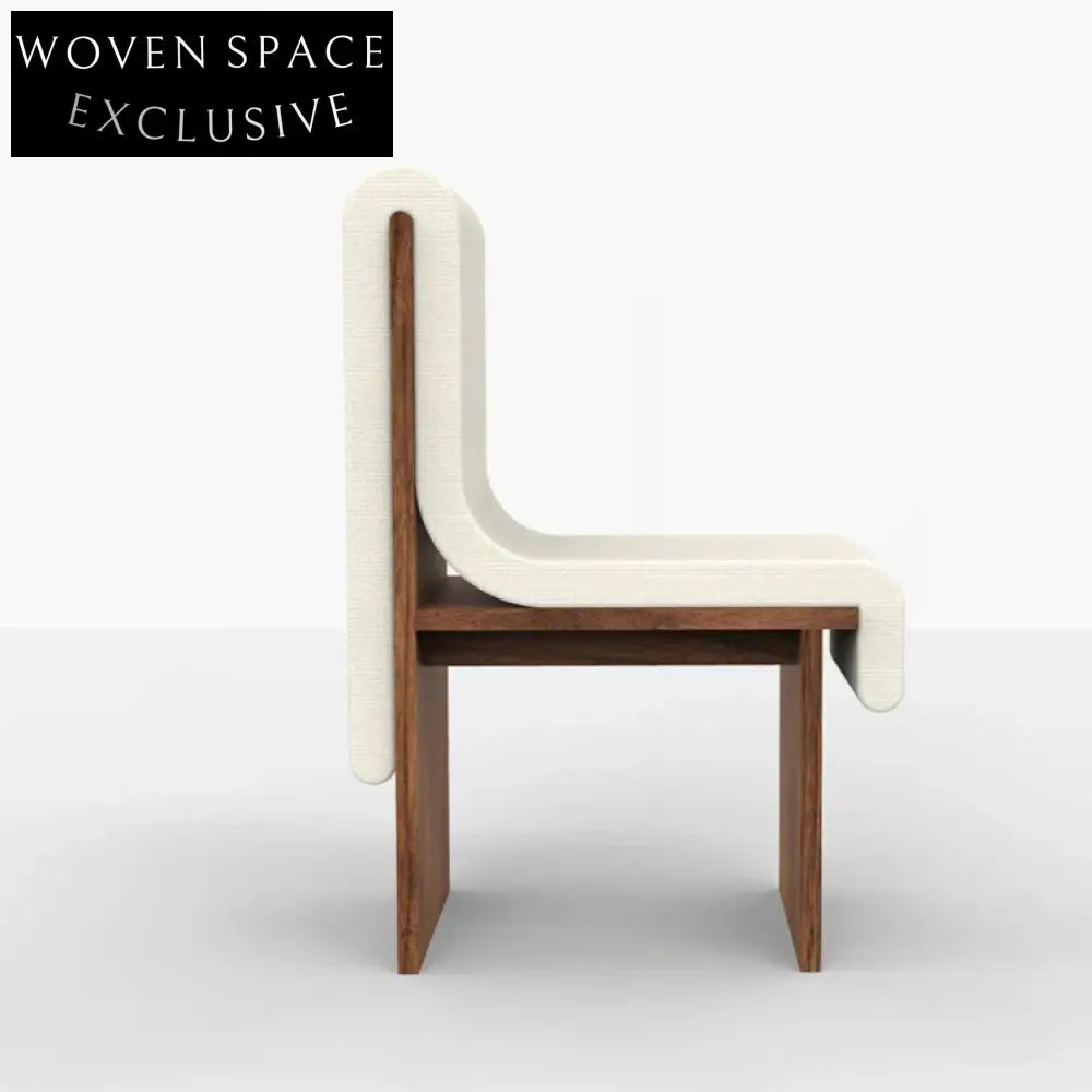 Modern Luxury Solid Wood High-Back Dining Chair, Teddy Fabric