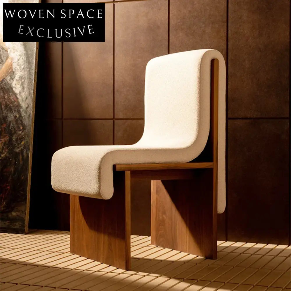 Modern Luxury Solid Wood High-Back Dining Chair, Teddy Fabric