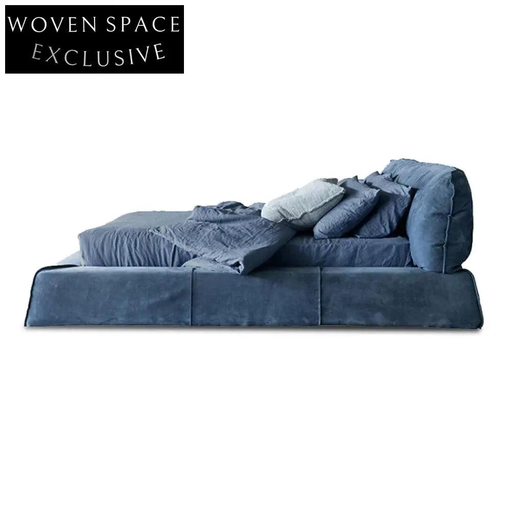 Modern Luxury Solid Wood Platform Bed Frame with High Fabric Headboard