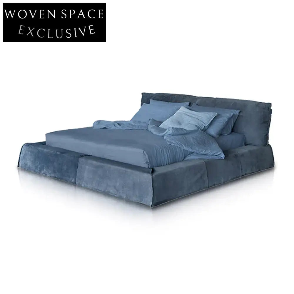 Modern Luxury Solid Wood Platform Bed Frame with High Fabric Headboard