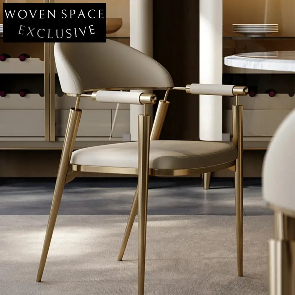 Modern Luxury Stainless Steel Faux Leather Arm Dining Chair