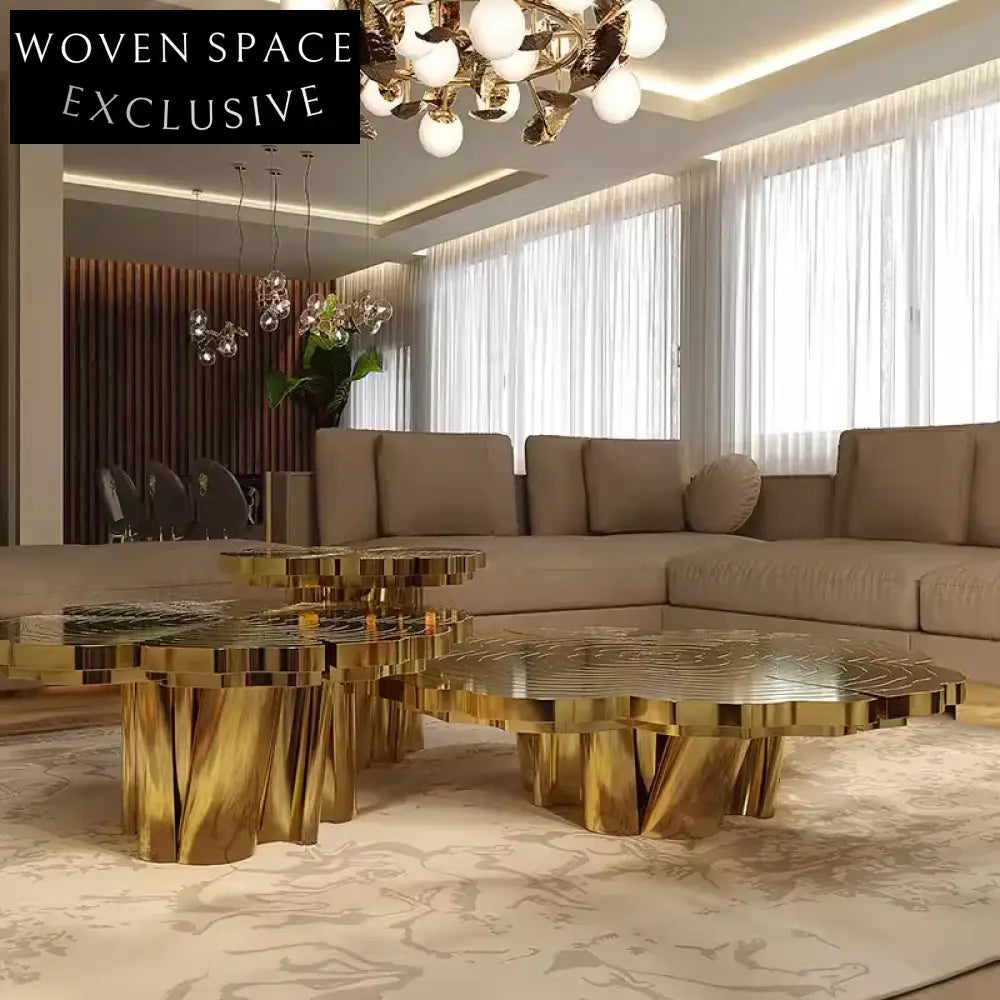 Modern Luxury Stainless Steel Frame Living Room Sofa Center Table