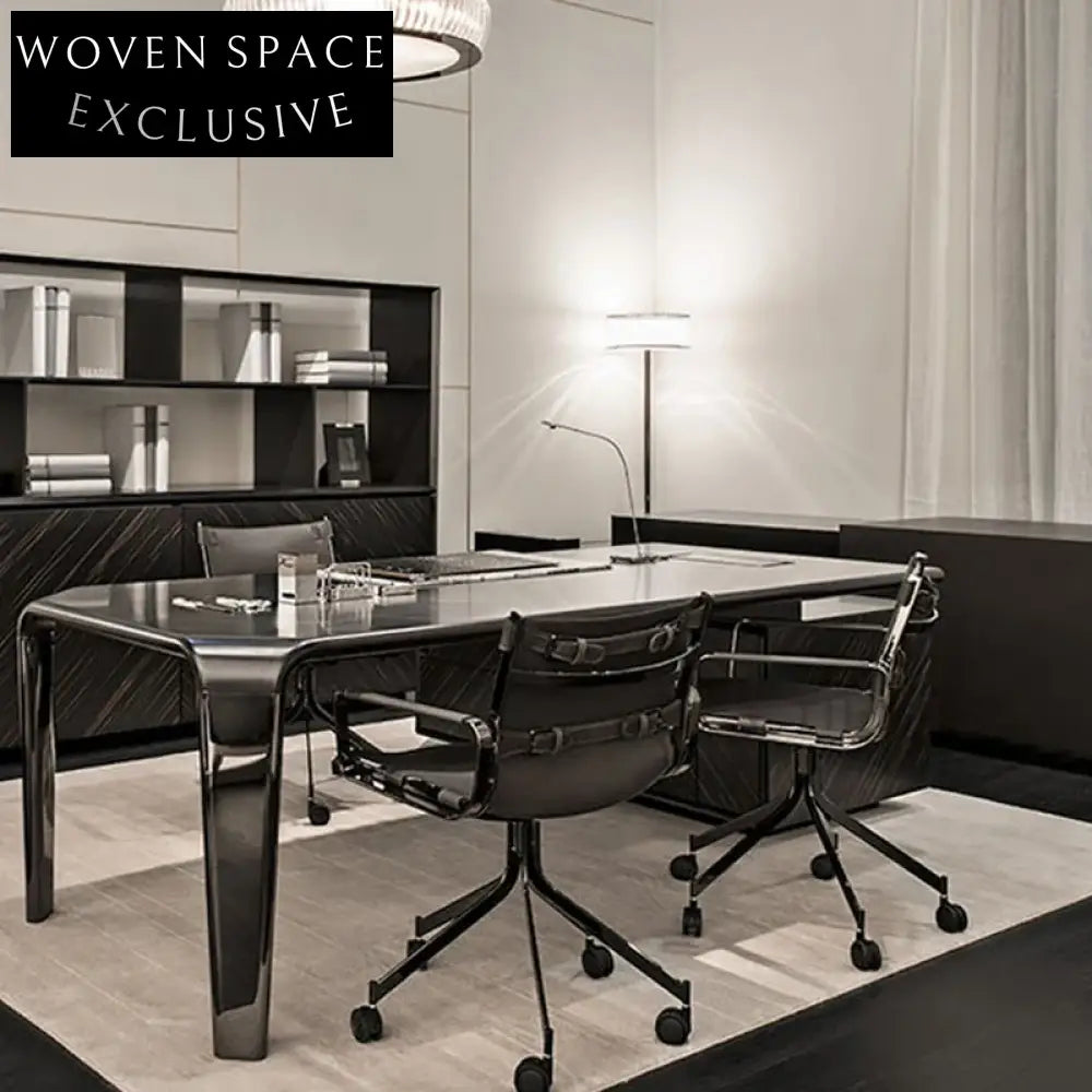 Modern Luxury Stainless Steel Lifted Rotation Wheeling Study Armrest Accent Chair