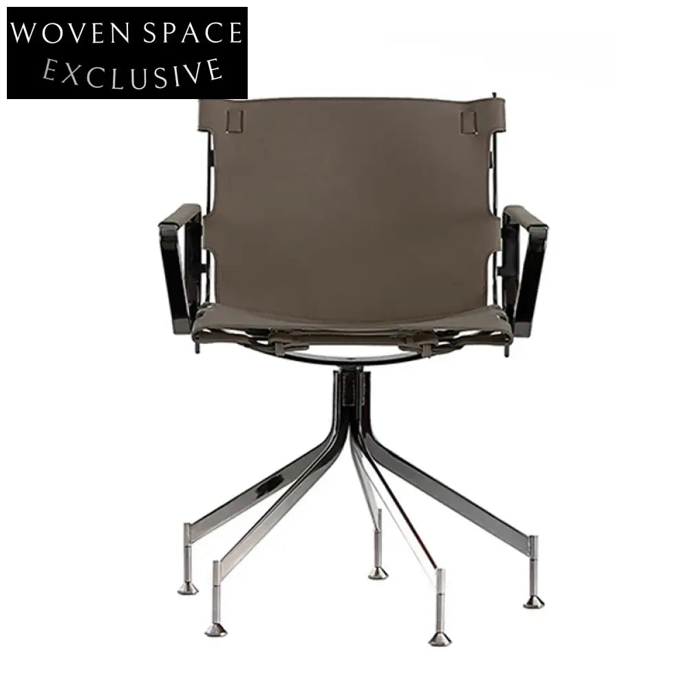 Modern Luxury Stainless Steel Lifted Rotation Wheeling Study Armrest Accent Chair