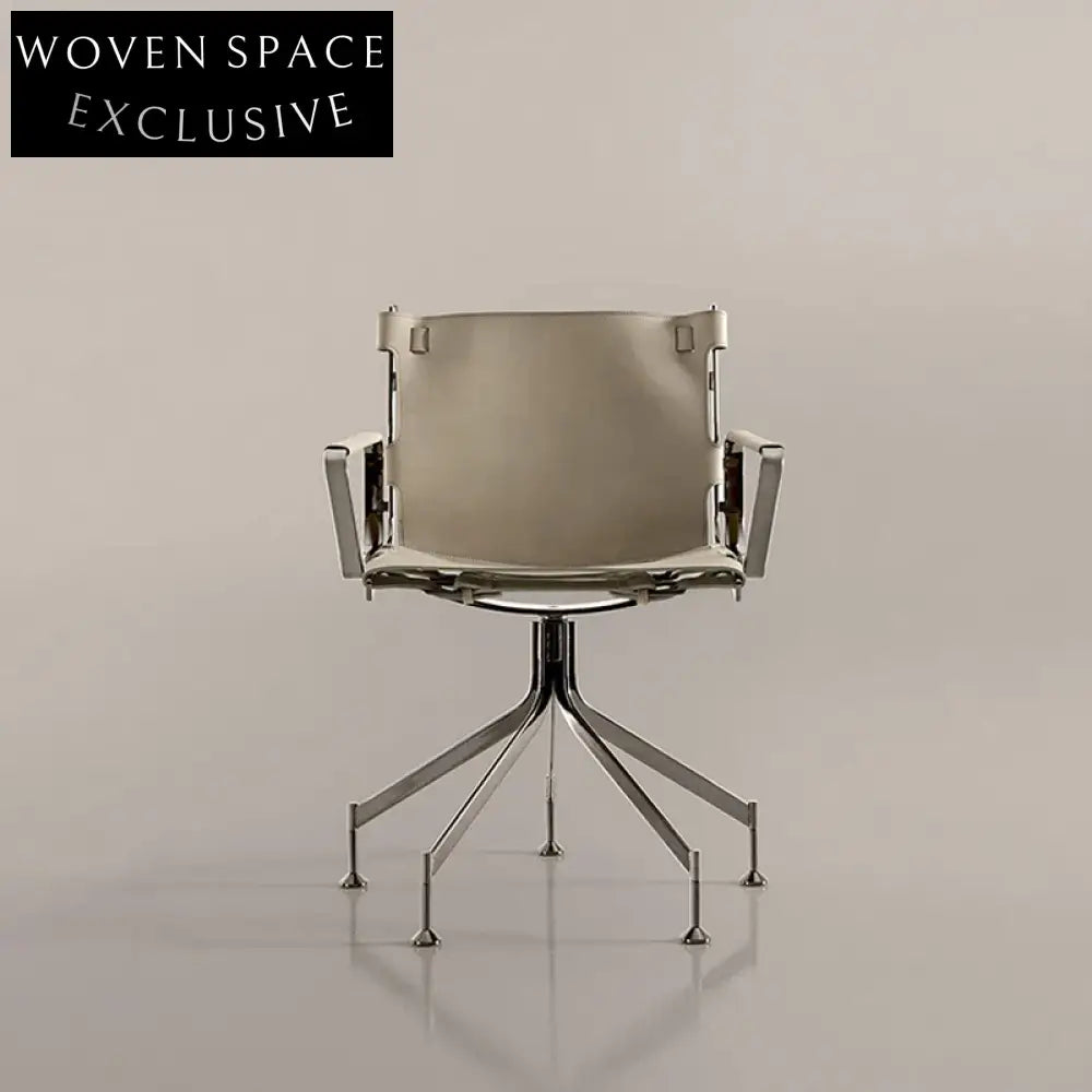 Modern Luxury Stainless Steel Lifted Rotation Wheeling Study Armrest Accent Chair