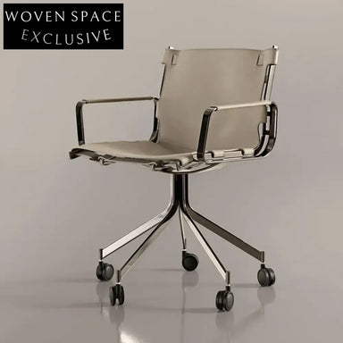 Modern Luxury Stainless Steel Lifted Rotation Wheeling Study Armrest Accent Chair