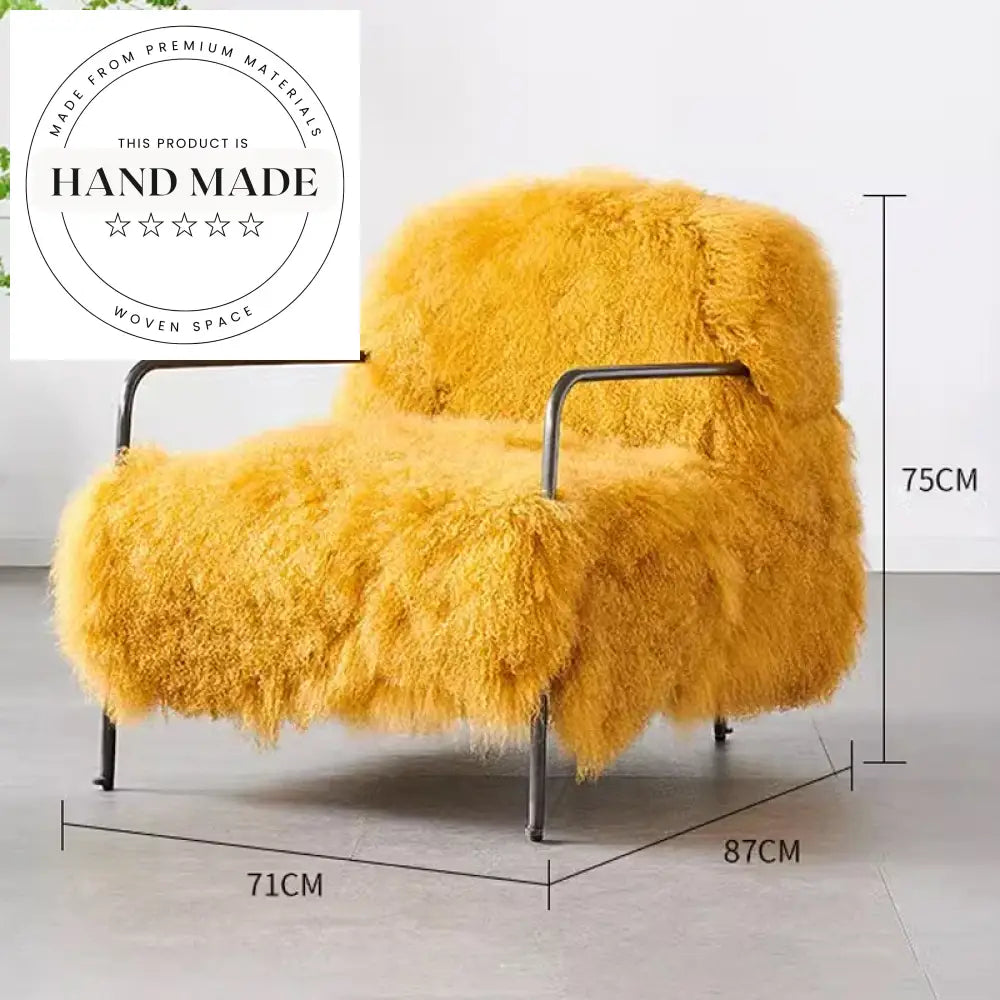 Modern Luxury Stainless Steel White Wool Designer Living Room Armchair