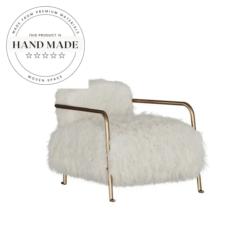 Modern Luxury Stainless Steel White Wool Designer Living Room Armchair
