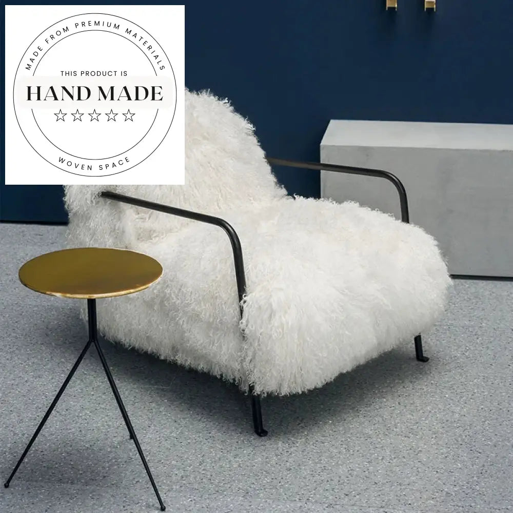 Modern Luxury Stainless Steel White Wool Designer Living Room Armchair