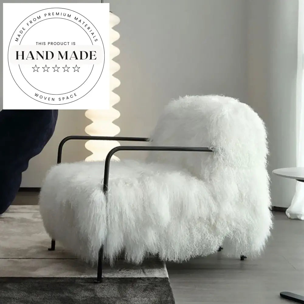 Modern Luxury Stainless Steel White Wool Designer Living Room Armchair