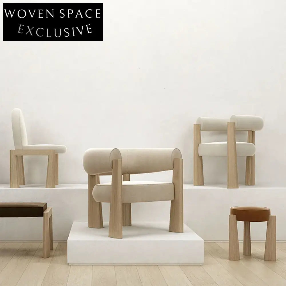 Modern Luxury Suede Upholstered Ash Wood Frame Dining Arm Chair