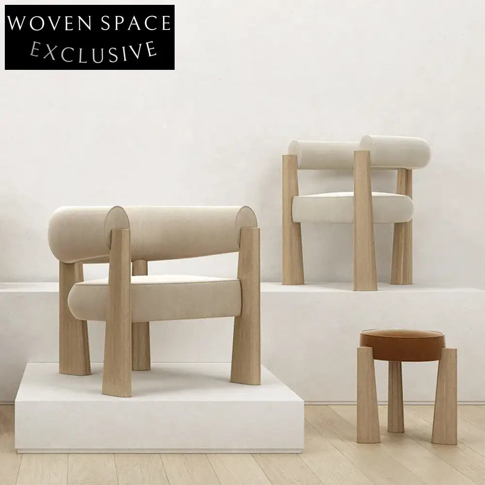 Modern Luxury Suede Upholstered Ash Wood Frame Dining Arm Chair