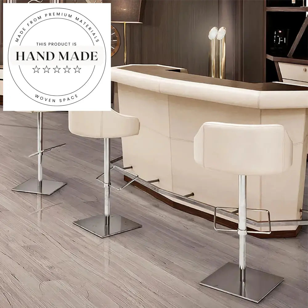 Modern Luxury Swivel Bar Chair with Upholstered Leather, Metal Bar Stool