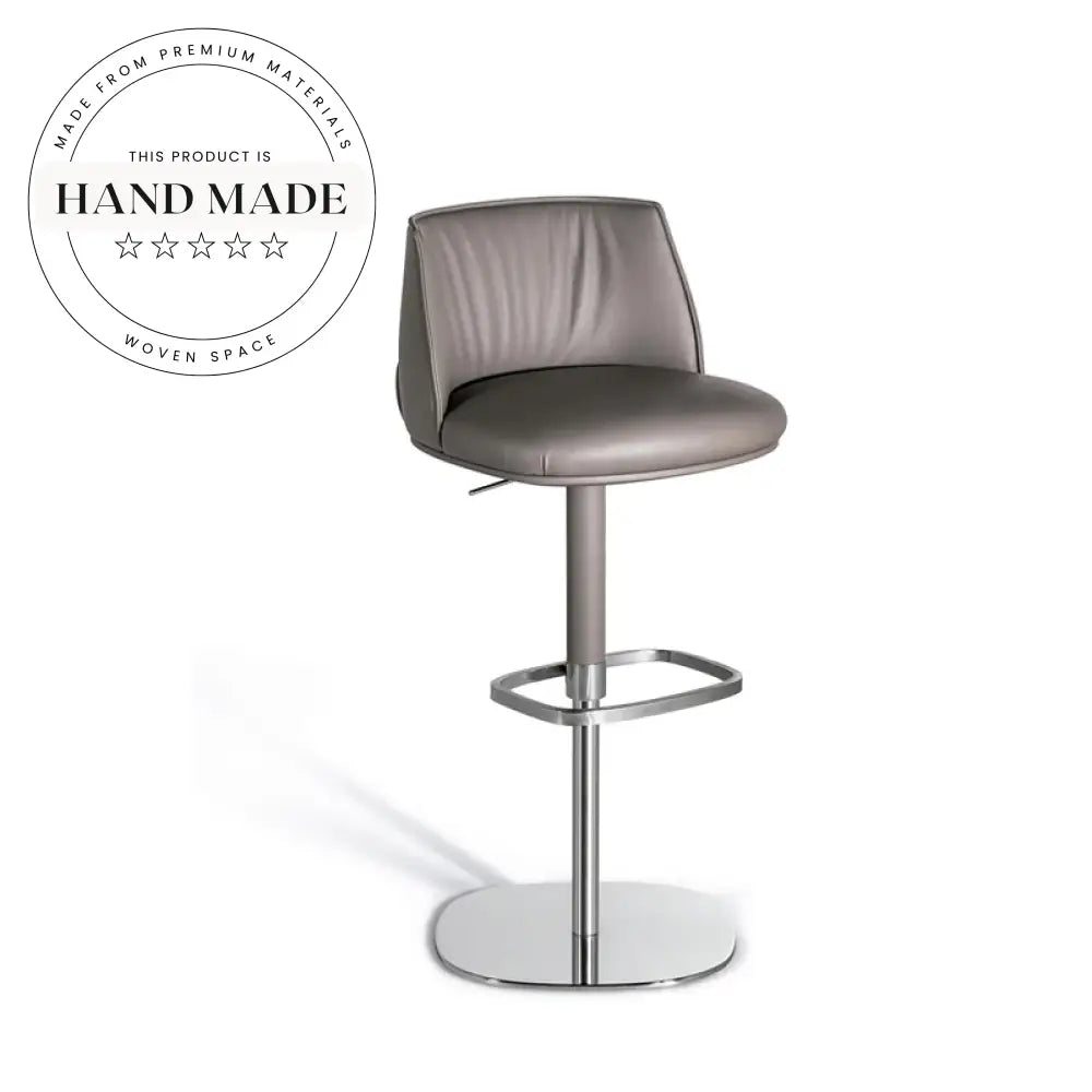 Modern Luxury Swivel Bar Stool, Genuine Leather High-Back Counter Seat