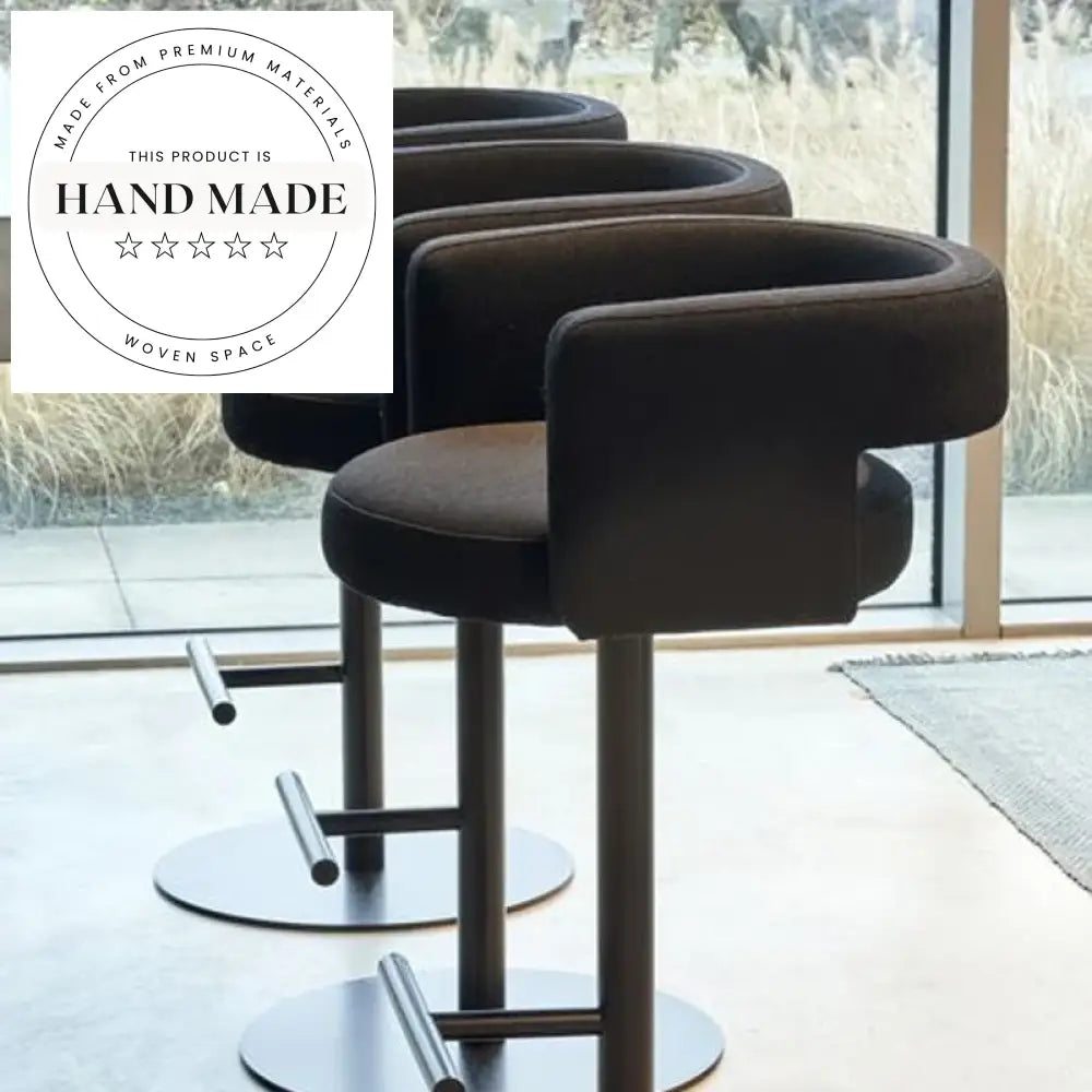 Modern Luxury Swivel Bar Stool, Velvet Upholstered, Metal Frame, Height Adjustable