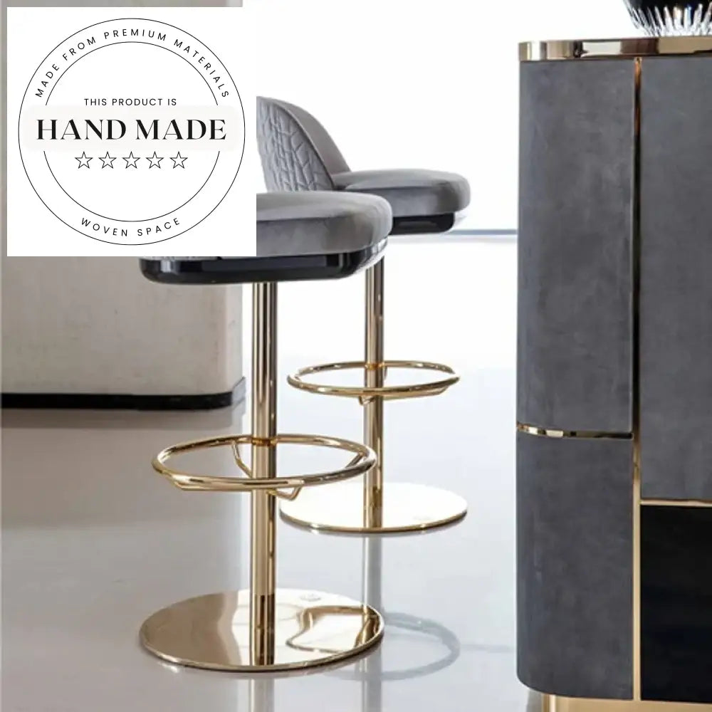 Modern Luxury Swivel Golden Metal High Counter Bar Stool Chair