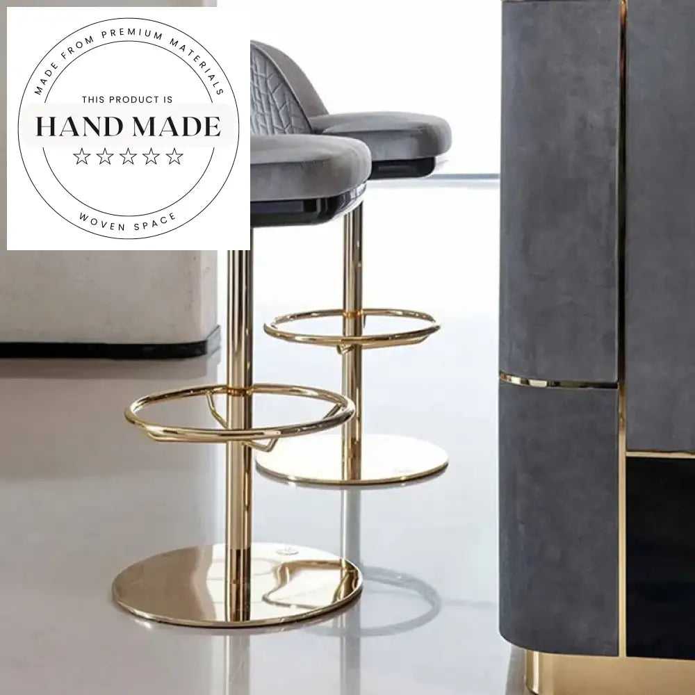 Modern Luxury Swivel Golden Metal High Counter Bar Stool Chair