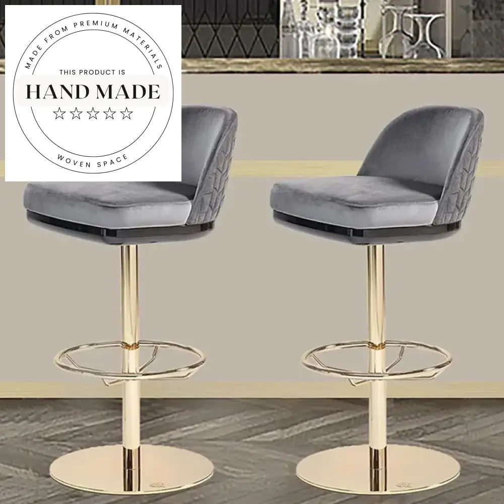 Modern Luxury Swivel Golden Metal High Counter Bar Stool Chair