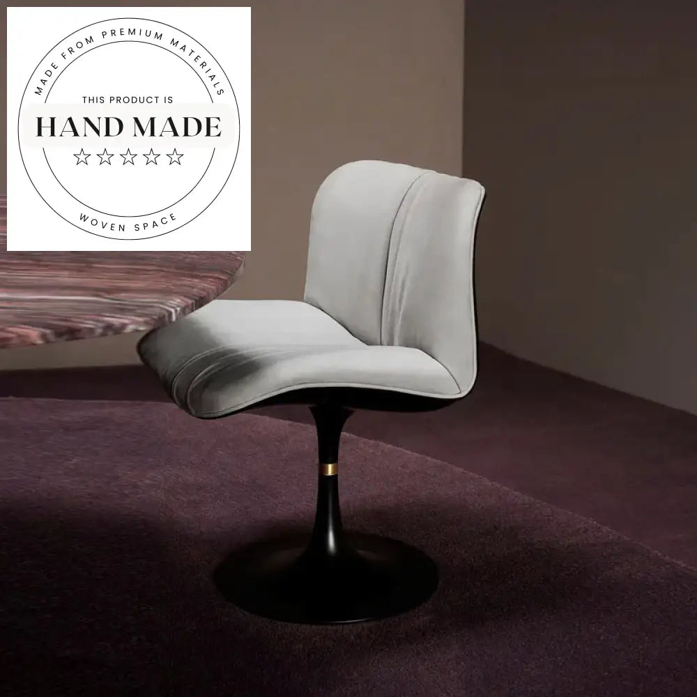 Modern Luxury Swivel Leather and Fabric Alien Back Dining Chair