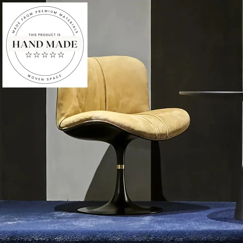 Modern Luxury Swivel Leather and Fabric Alien Back Dining Chair