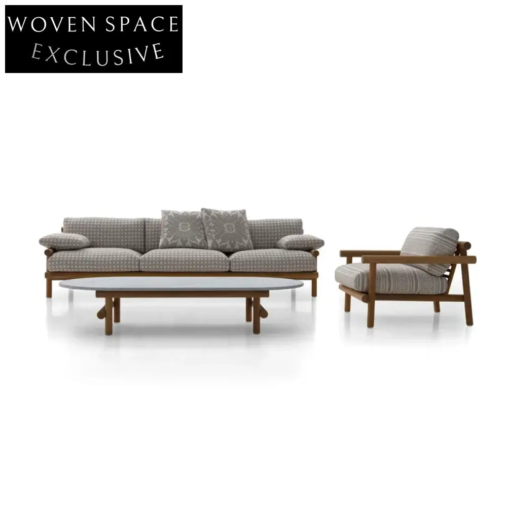 Modern Luxury Teak Wood Outdoor Sofa Set All-Weather Garden Patio Furniture