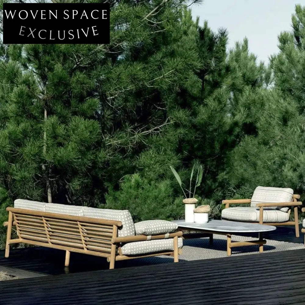 Modern Luxury Teak Wood Outdoor Sofa Set All-Weather Garden Patio Furniture