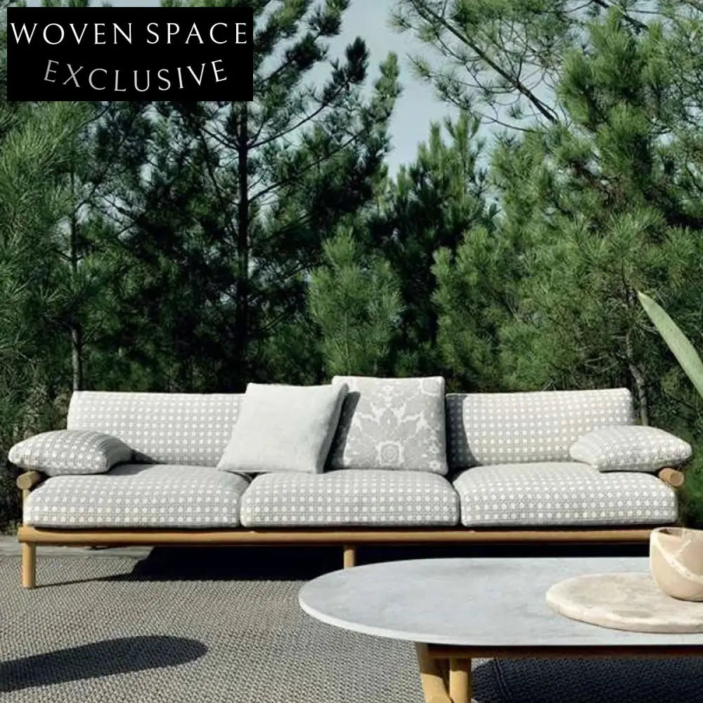 Modern Luxury Teak Wood Outdoor Sofa Set All-Weather Garden Patio Furniture