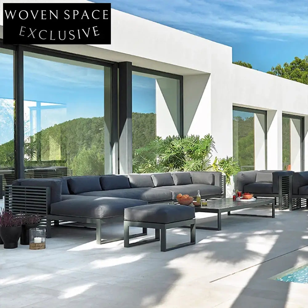 Modern Luxury Teak Wood Patio Outdoor Dining Set with Aluminum Frame Chairs