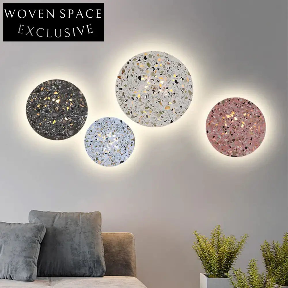 Modern Luxury Terrazzo LED Round Wall Sconce Decorative Indoor Lighting Fixture