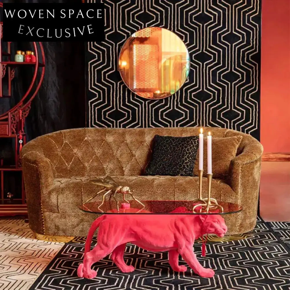 Modern Luxury Tiger Shape Fiberglass Round Glass Living Room Coffee Table