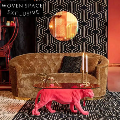 Modern Luxury Tiger Shape Fiberglass Round Glass Living Room Coffee Table