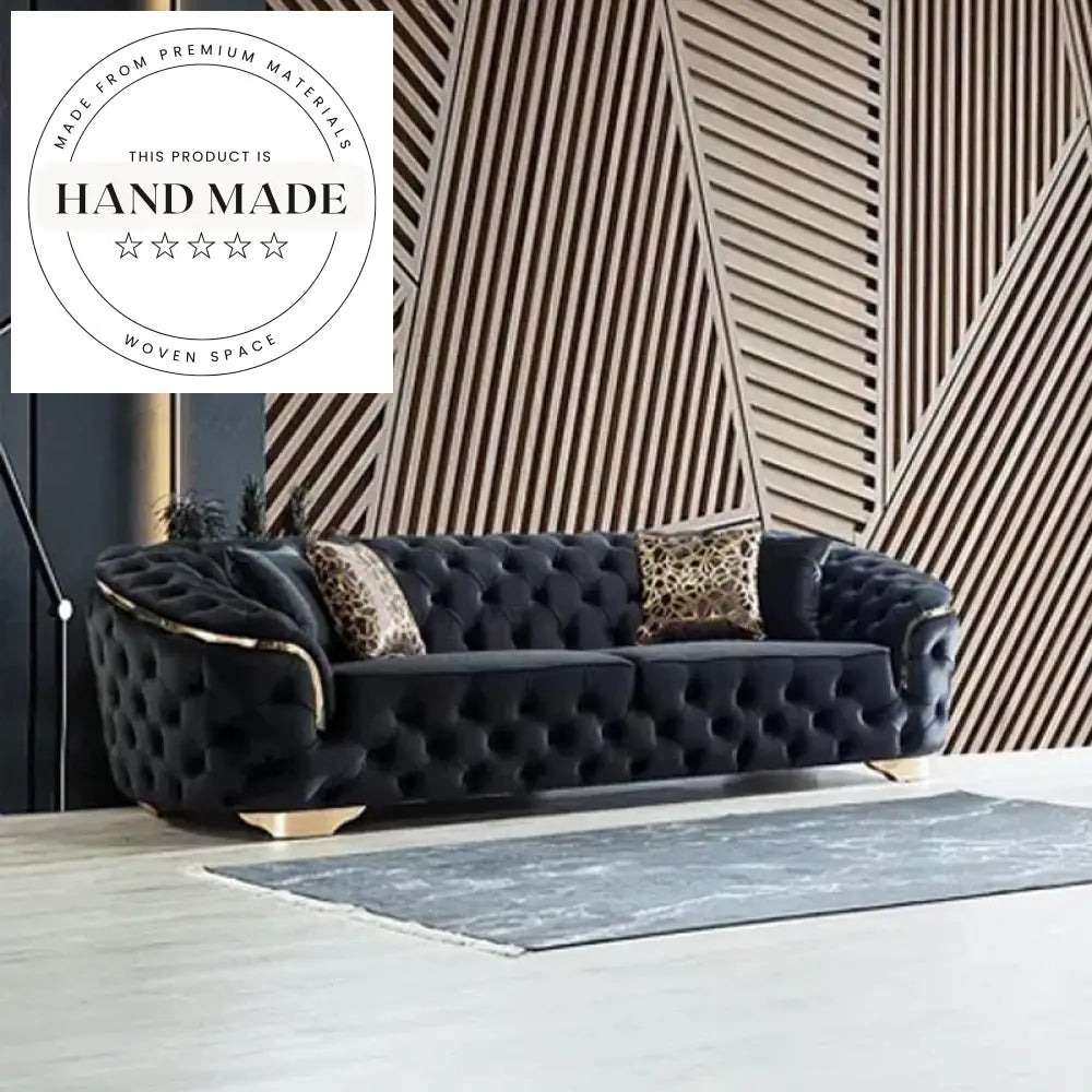 Modern Luxury Tufted Velvet Chesterfield Sofa with Metal Legs
