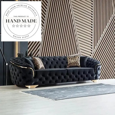 Modern Luxury Tufted Velvet Chesterfield Sofa with Metal Legs