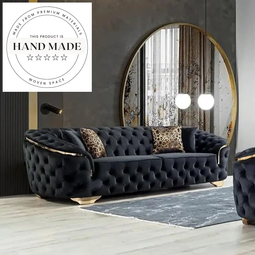 Modern Luxury Tufted Velvet Chesterfield Sofa with Metal Legs