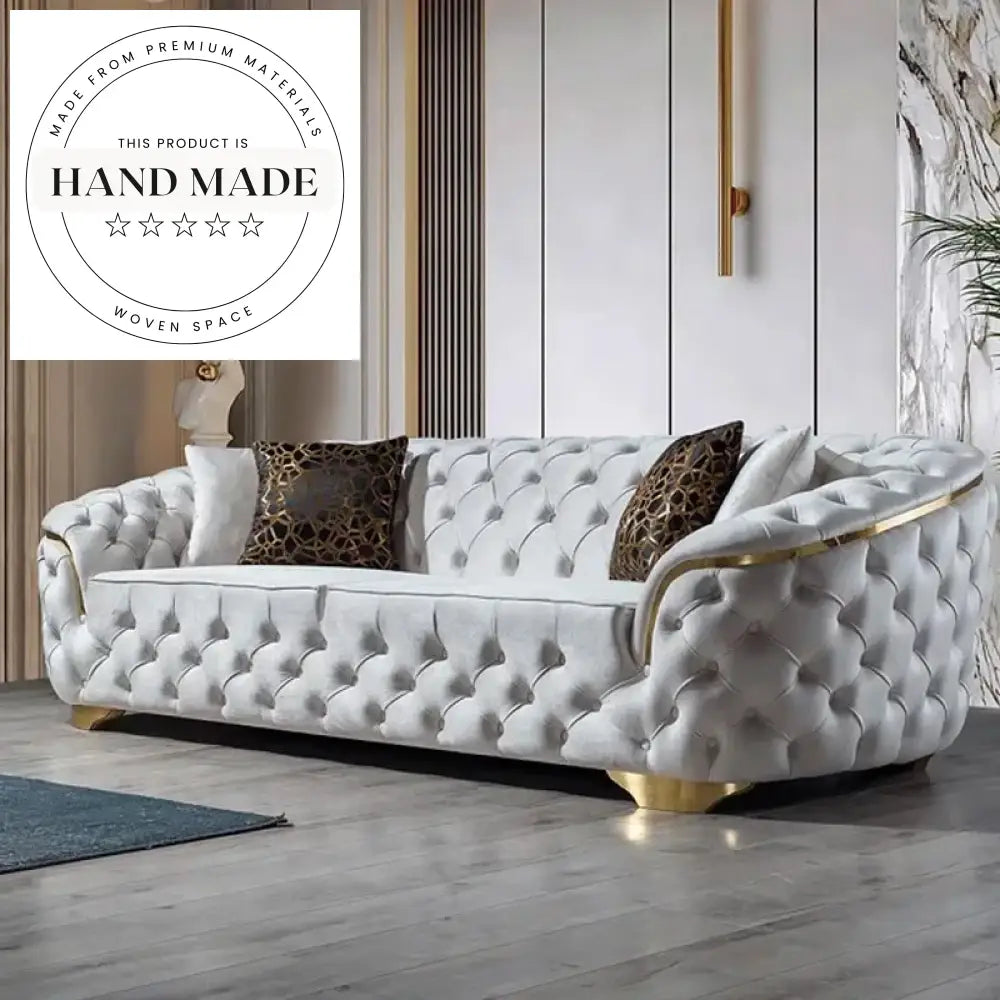 Modern Luxury Tufted Velvet Chesterfield Sofa with Metal Legs