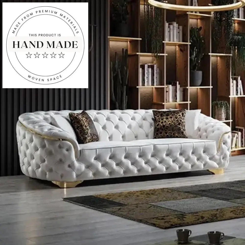 Modern Luxury Tufted Velvet Chesterfield Sofa with Metal Legs