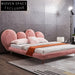 Modern Luxury Upholstered Lamb Wool Fabric King & Queen Bed