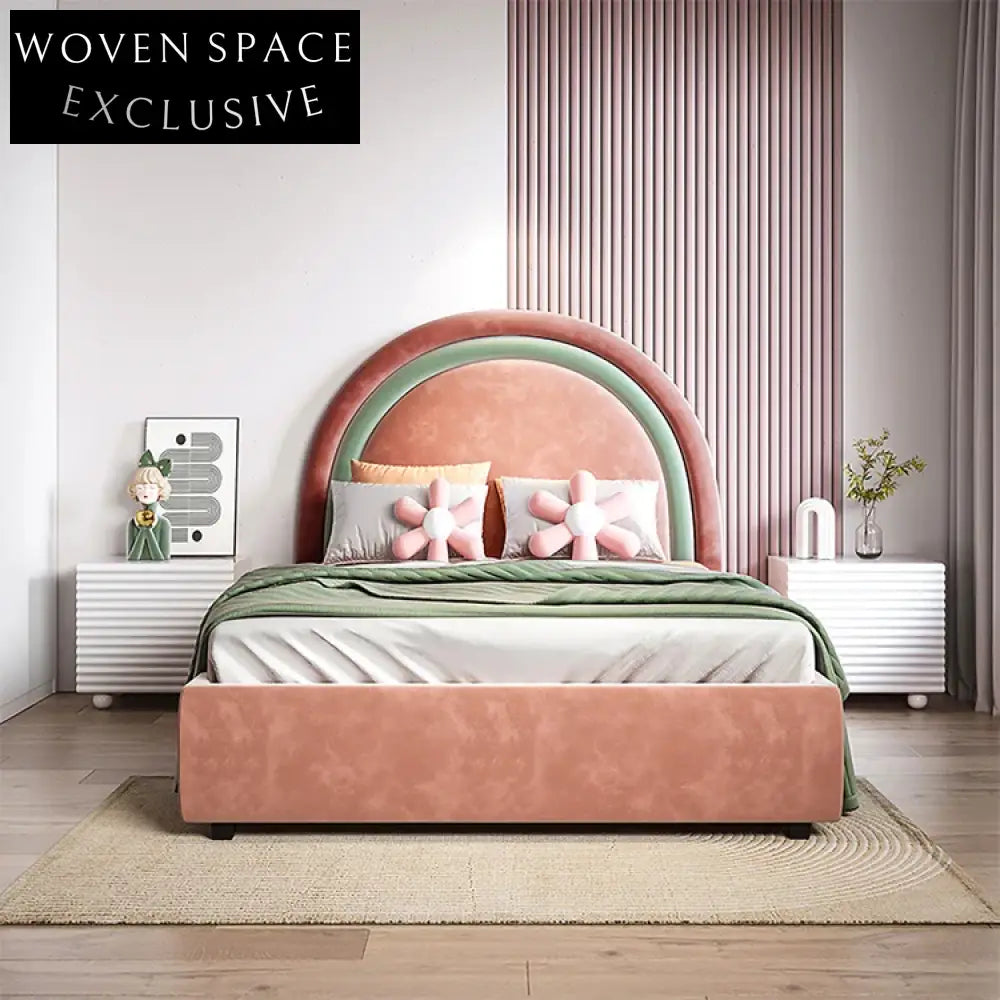 Modern Luxury Upholstered Solid Wood Platform Bed