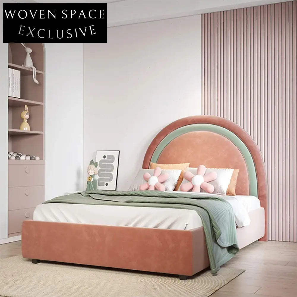 Modern Luxury Upholstered Solid Wood Platform Bed