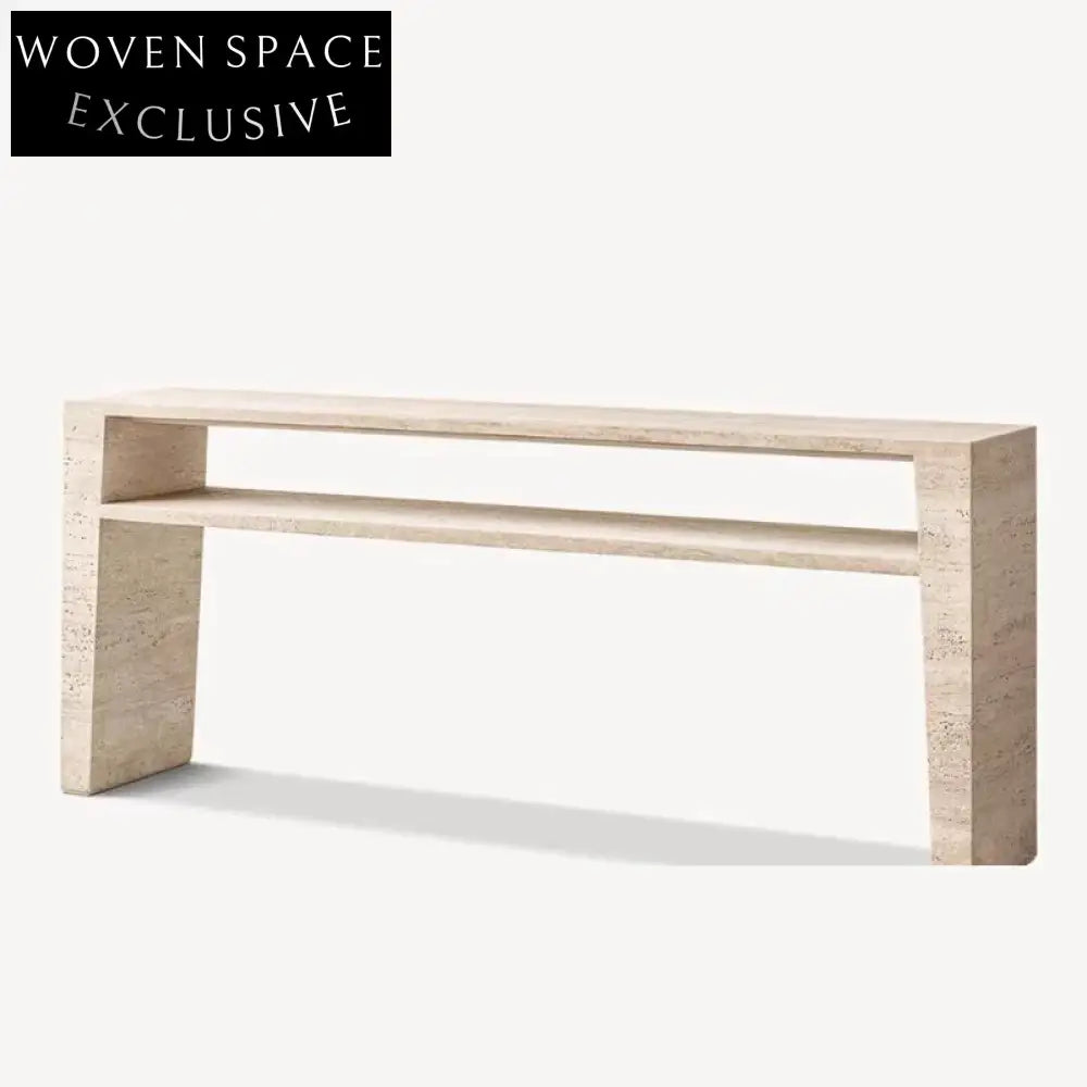 Modern Luxury Wabi Sabi Travertine Stone Console Table for Entryway Living Room