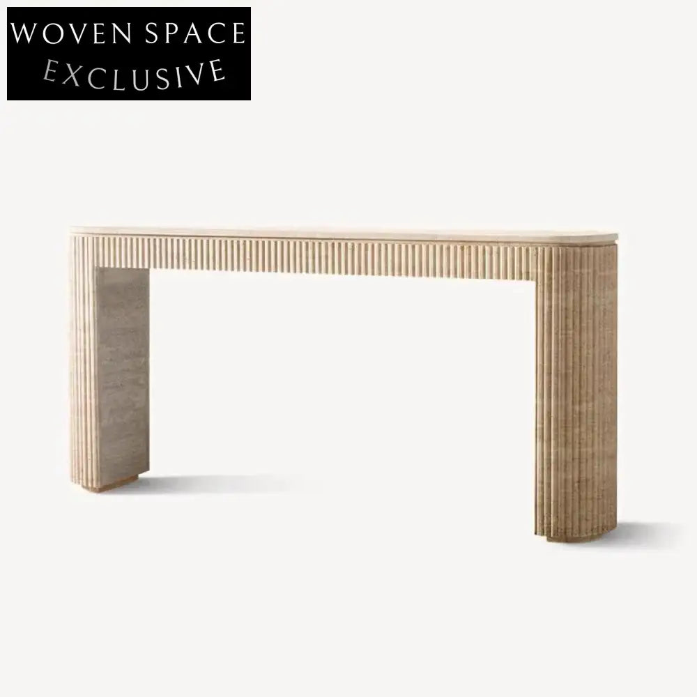 Modern Luxury Wabi Sabi Travertine Stone Console Table for Entryway Living Room