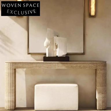 Modern Luxury Wabi Sabi Travertine Stone Console Table for Entryway Living Room