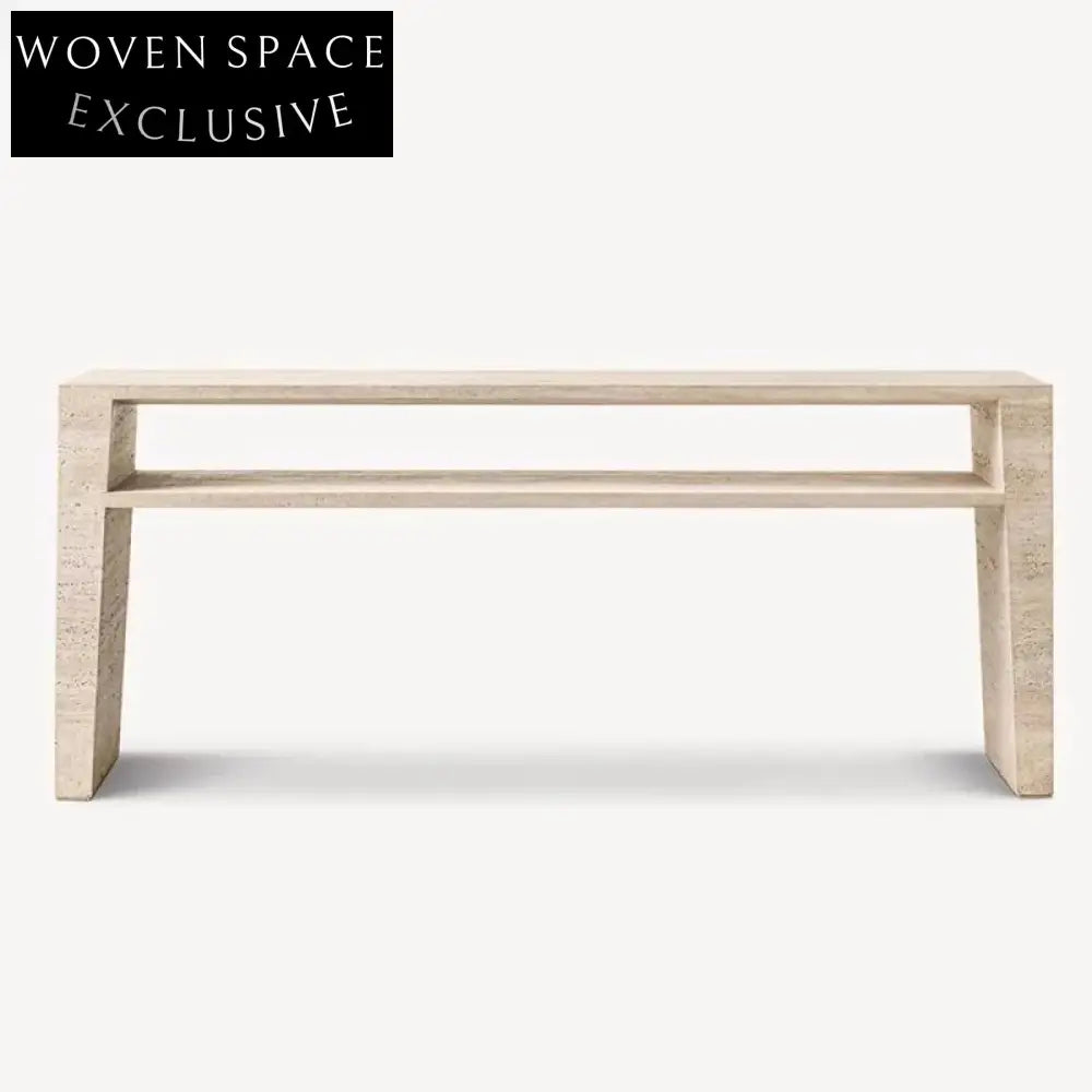 Modern Luxury Wabi Sabi Travertine Stone Console Table for Entryway Living Room