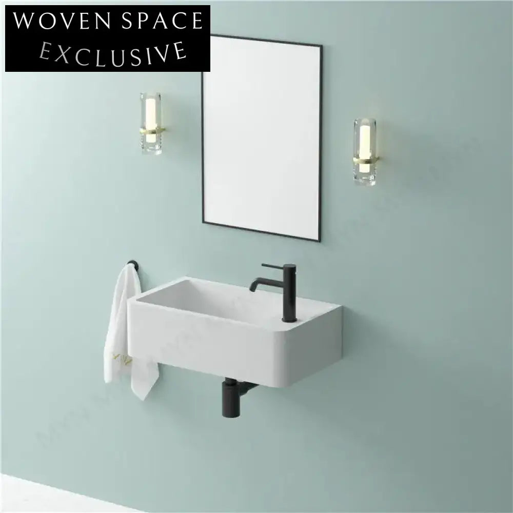 Modern Luxury Wall Mounted Solid Surface Bathroom Sink Single Basin Style