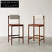 Modern Luxury Walnut Solid Wood High Kitchen Counter Bar Stool Backrest