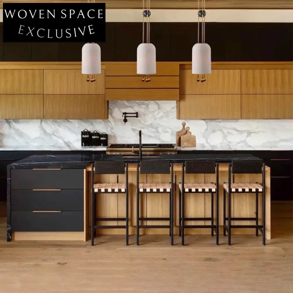 Modern Luxury Walnut Solid Wood High Kitchen Counter Bar Stool Backrest