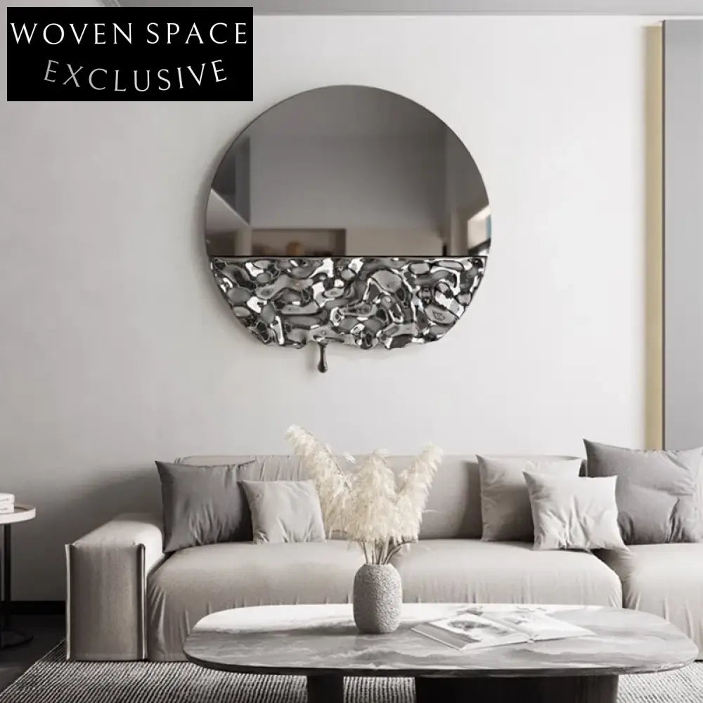 Modern Luxury Water Ripple Stainless Steel Round Hanging Wall Art Decoration
