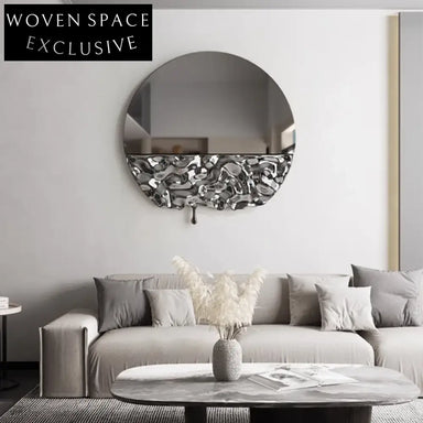 Modern Luxury Water Ripple Stainless Steel Round Hanging Wall Art Decoration
